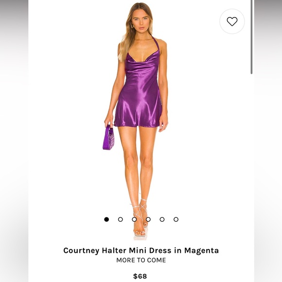 Revolve Mini Halter Dress - Magenta - Picture 3 of 5